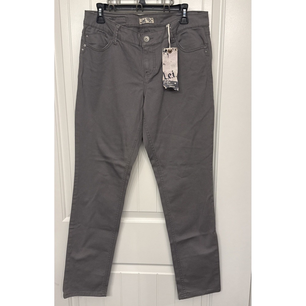 LEI Ashley Trouble Skinny Junior Size 15 Gray Straight Leg 5 Pocket Jeans NWT